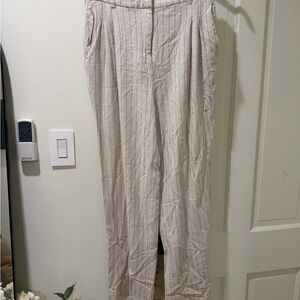 7 for all Mankind Beige Pinstripe High-Waist Trousers